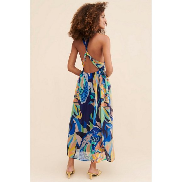 💙 NEW Anthropologie Alexandra Farmer Printed Maxi Dress 1X - Picture 10 of 12